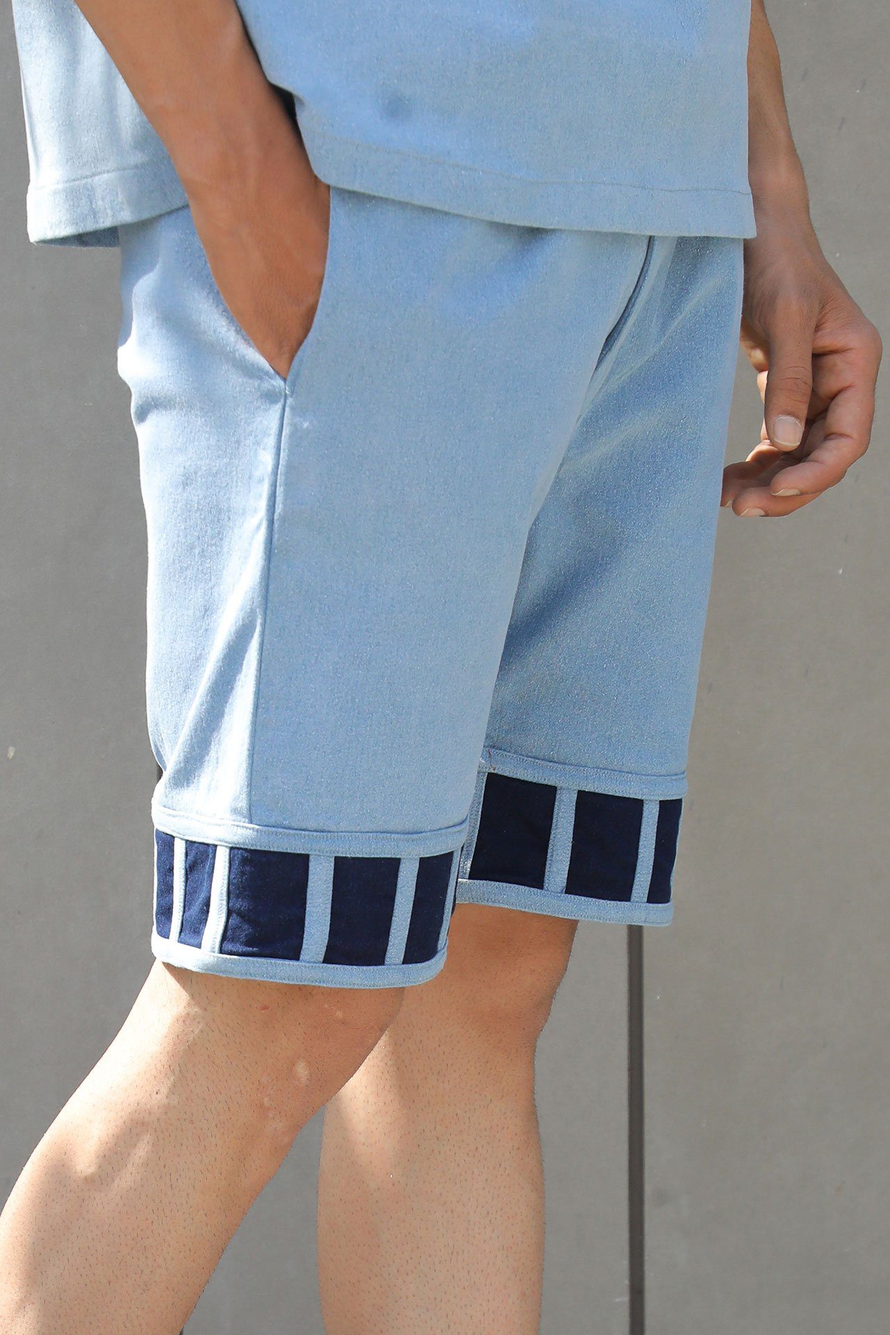 Denim Shorts With Block Running Design