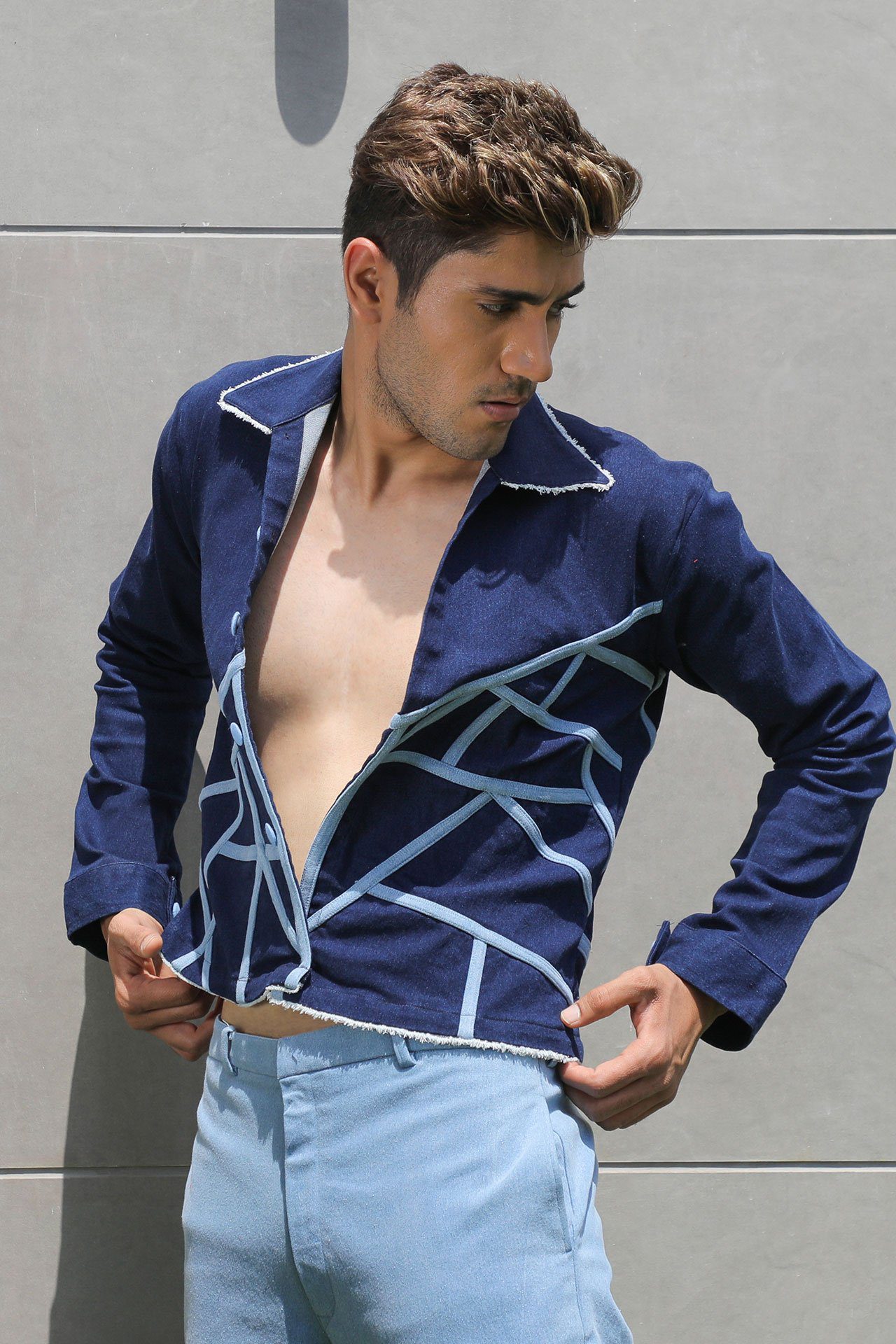 Denim Jacket With Abstract Design