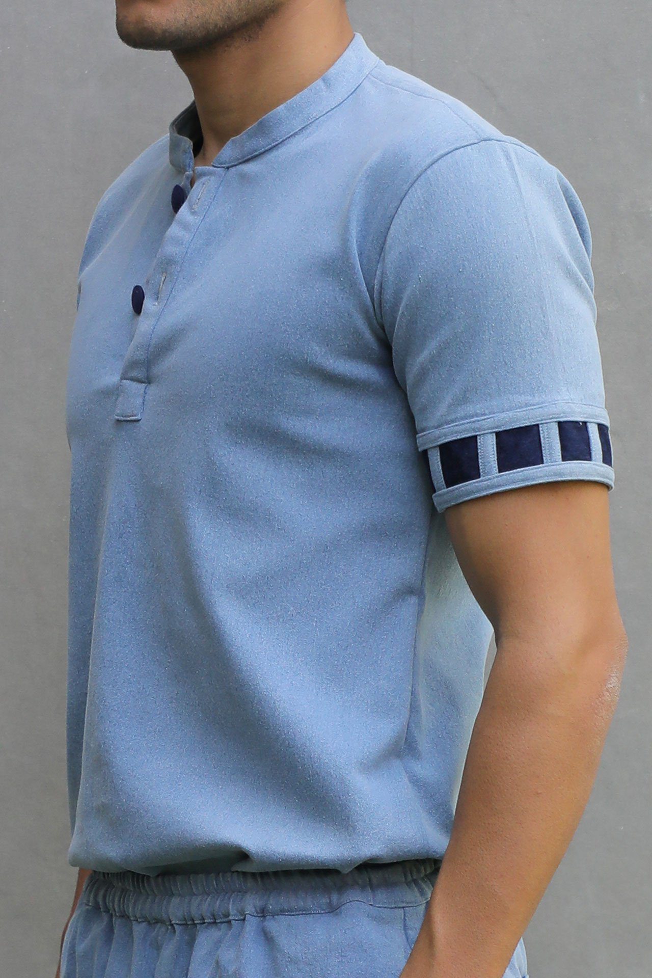 Denim T Shirt With Bold Design