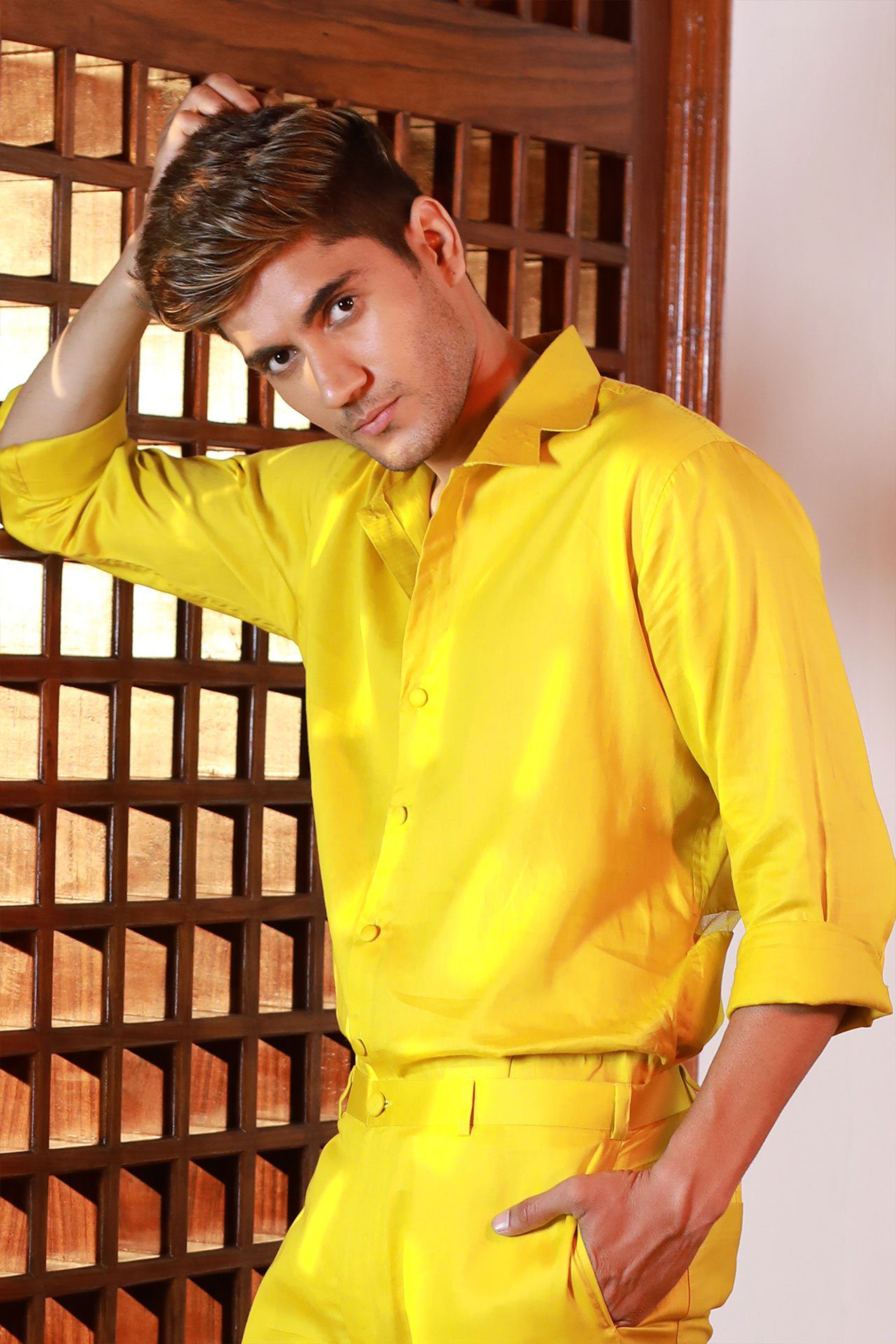 Yellow Shirt Skin Fit With Net