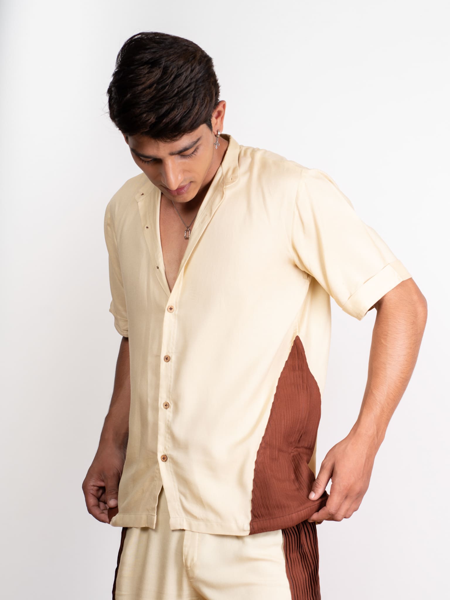 Half Sleeve Shirt With Pleats