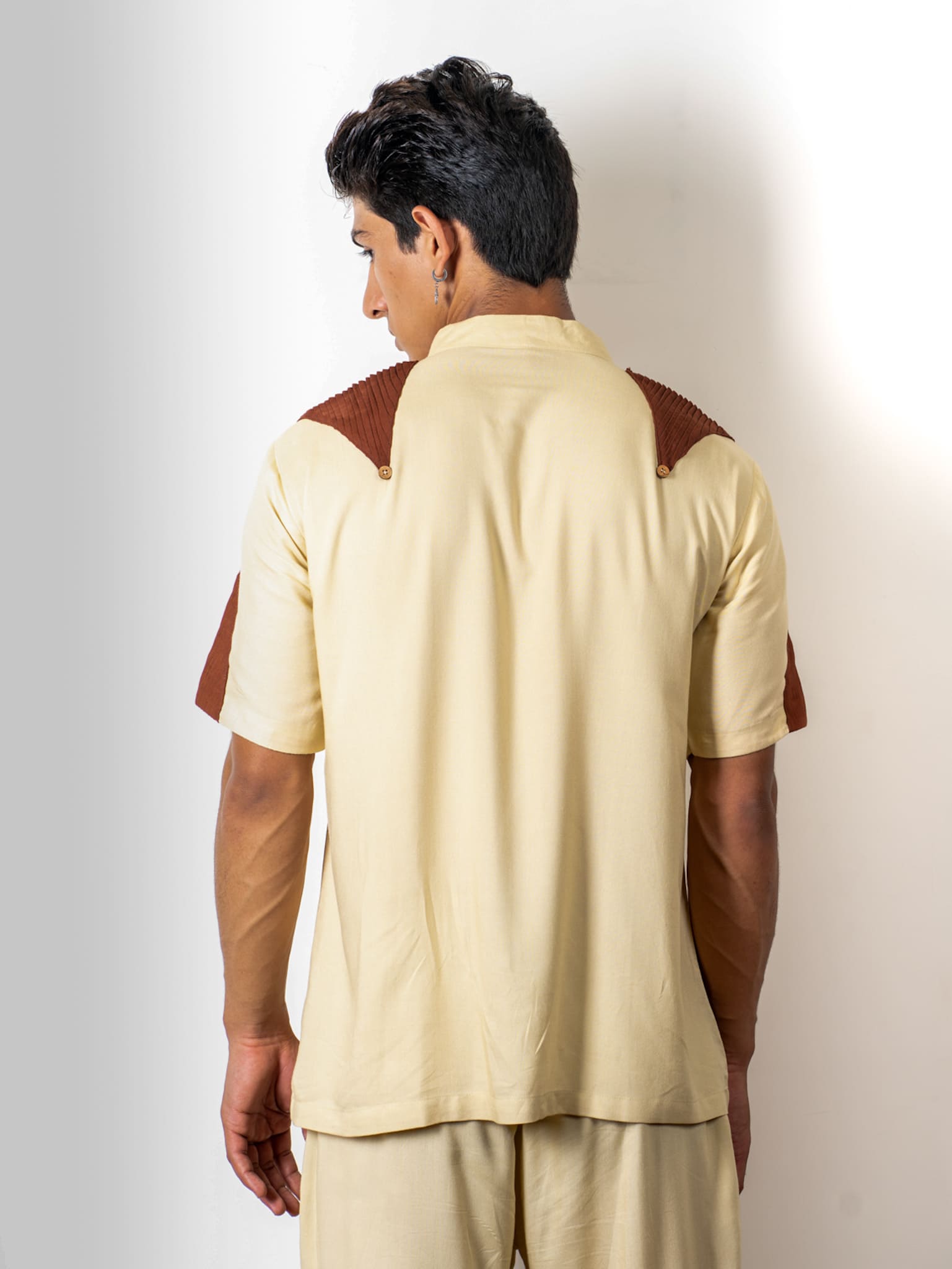 Half-Sleeve T-Shirt With Pleats Patches