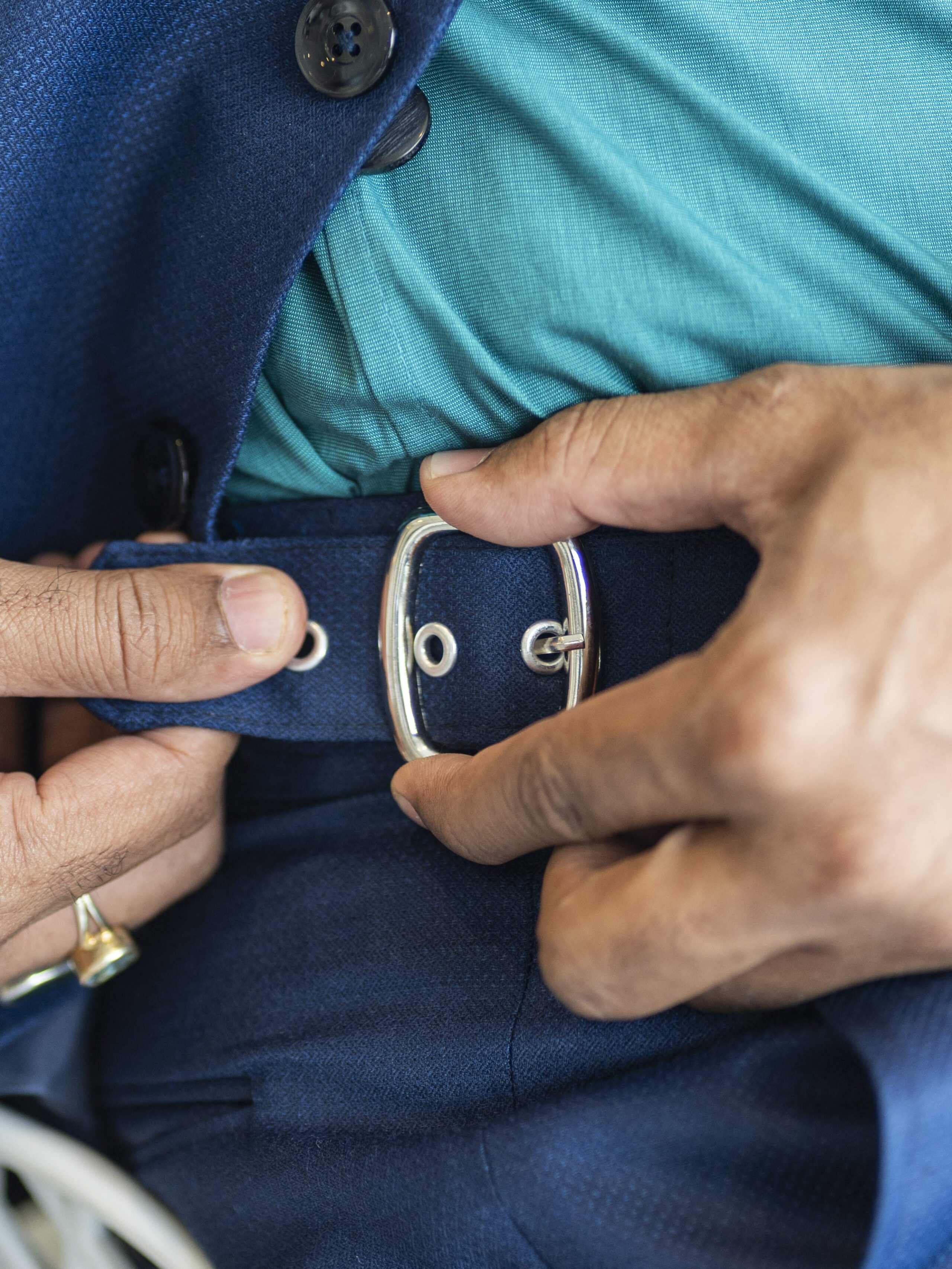 Blue - Buckle Gurkha Pants